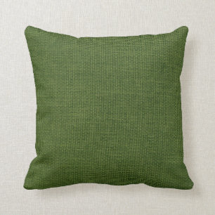 Burlap Simple Dark Green Cushion