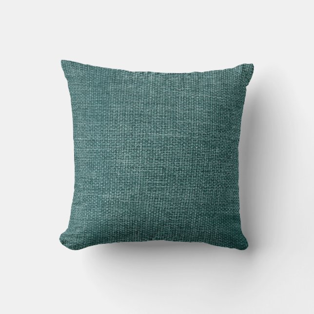 Burlap Simple Teal Cushion (Front)
