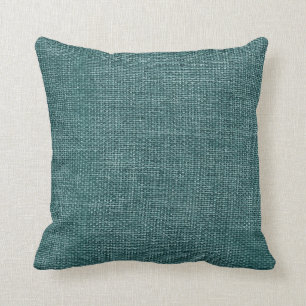 Burlap Simple Teal Cushion