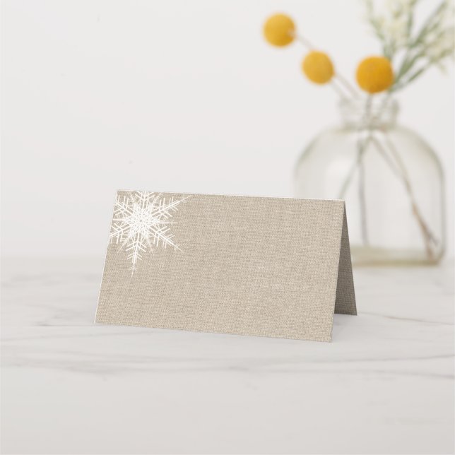 Burlap Snowflake Folded Place Cards (Back)