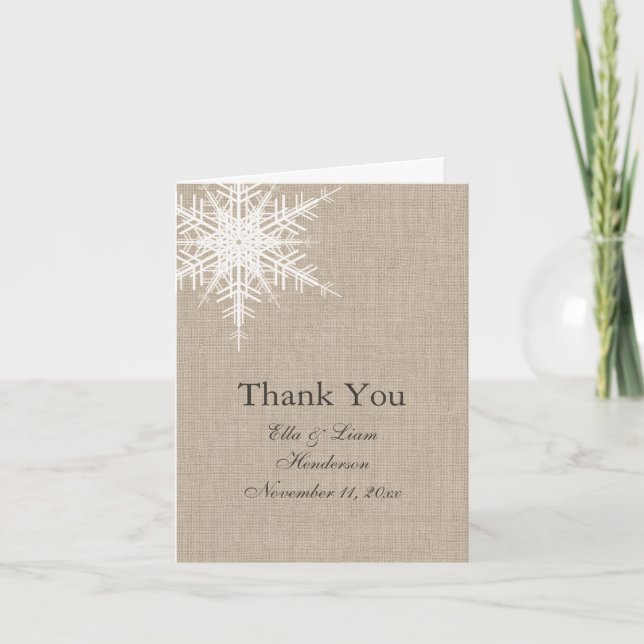 Burlap Snowflake Thank You Card (Front)