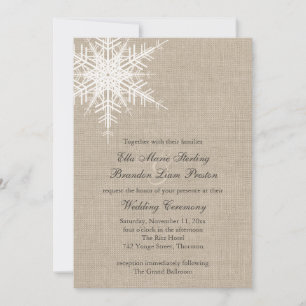 Burlap Snowflake Wedding Invitation
