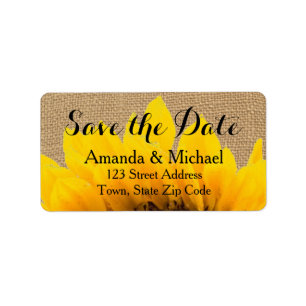 Burlap Sunflower Save the Date Address Label