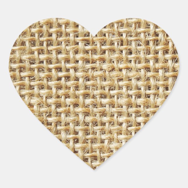 Burlap texture heart sticker (Front)