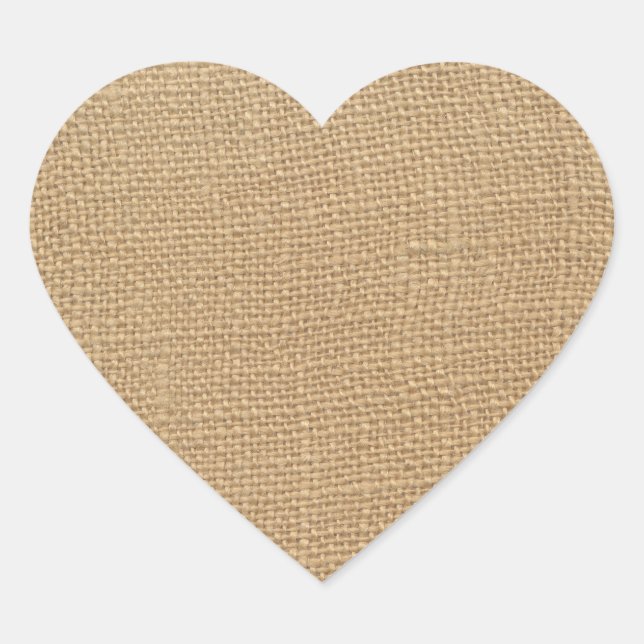 Burlap texture heart sticker (Front)