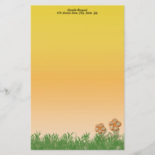 Burlap Texture Orange Flower Art Personalised Stationery