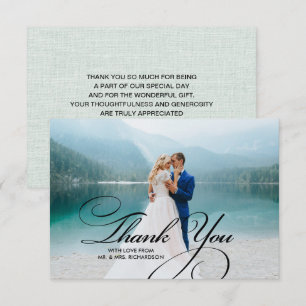 Burlap Texture Thank You Wedding Photo Cards