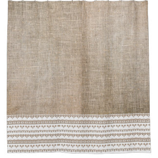 Burlap & Trim Shower Curtain