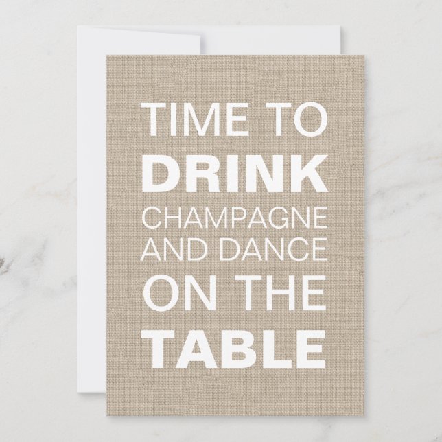 Burlap Typography Wedding Invitation (Front)