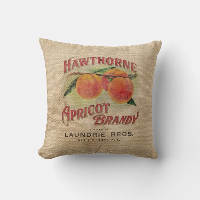Burlap Vintage Apricot Brandy Cushion (Front)