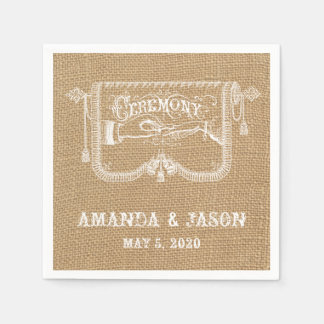 Burlap Vintage Banner Rustic Wedding Paper Napkins