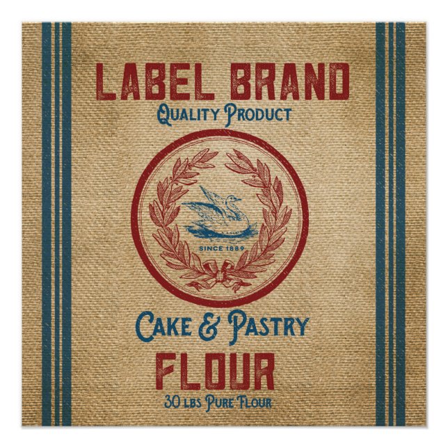 Burlap Vintage Cake Pastry Flour Sack Poster (Front)