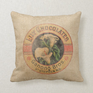 Burlap Vintage Chocolate Ad Cushion