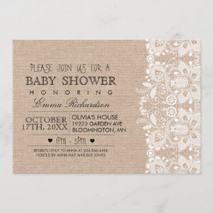 Burlap & Vintage Lace Baby Shower invitation