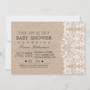 Burlap & Vintage Lace Baby Shower invitation