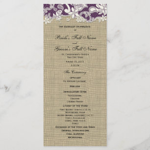 Burlap Vintage Lace Wedding Program Programme