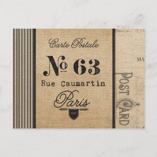 Burlap Vintage Postage French Country Postcard