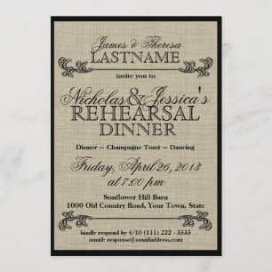 Burlap Vintage Rehearsal Dinner Invitation