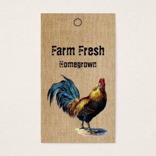 Burlap Vintage Rooster Homemade Price Tags