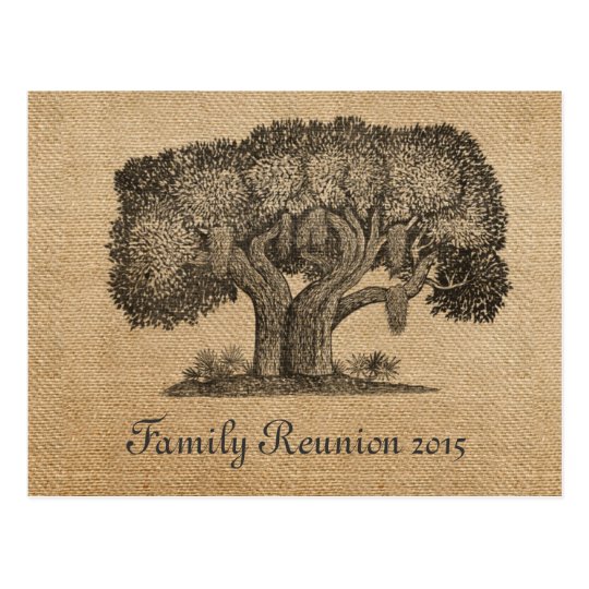 Burlap Vintage Tree Family Reunion Postcard