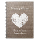 Burlap wedding planner organiser journal notebook