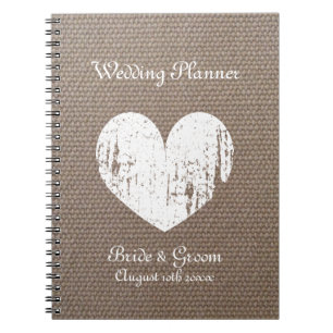 Burlap wedding planner organiser journal notebook