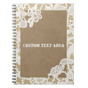Burlap & White Floral Lace Elegant Rustic Journal