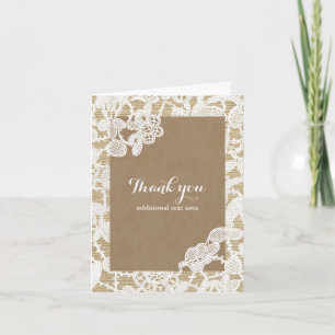 Burlap & White Floral Lace Elegant Rustic Wedding Thank You Card