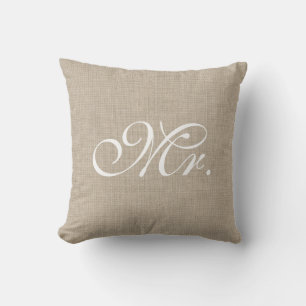 Burlap & White Mr. Pillow