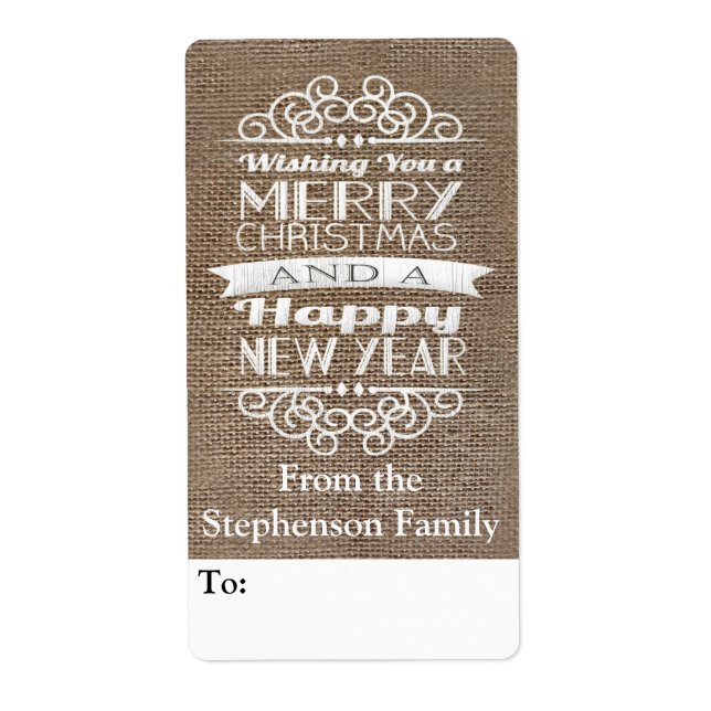Burlap Wishing You Merry Christmas Gift Tag (Front)