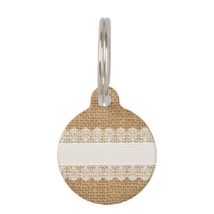 Burlap with Delicate Lace - Shabby Chic Style Pet Tag