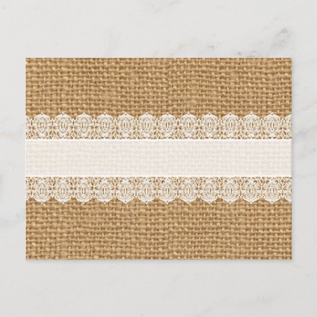 Burlap with Delicate Lace - Shabby Chic Style Postcard (Front)
