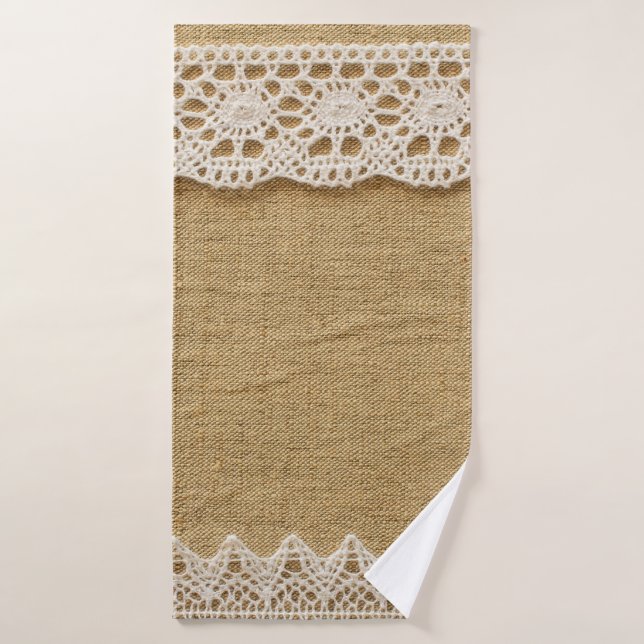 Burlap with lace bath towel (Bath Towel)
