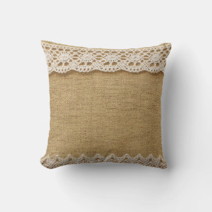 Burlap with lace cushion