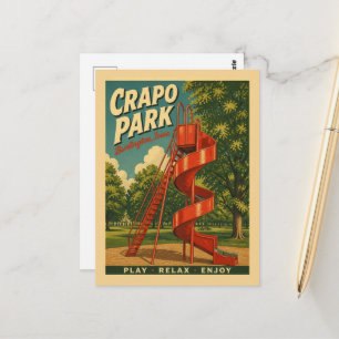 Burlington, Iowa Crapo Park Play Relax Retro Postcard