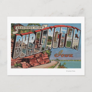 Burlington, Iowa - Large Letter Scenes Postcard