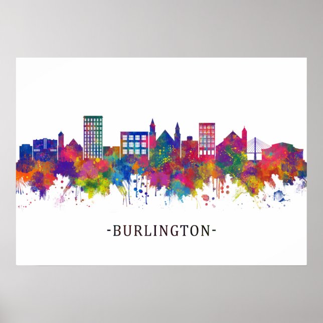 Burlington Iowa Skyline Poster (Front)