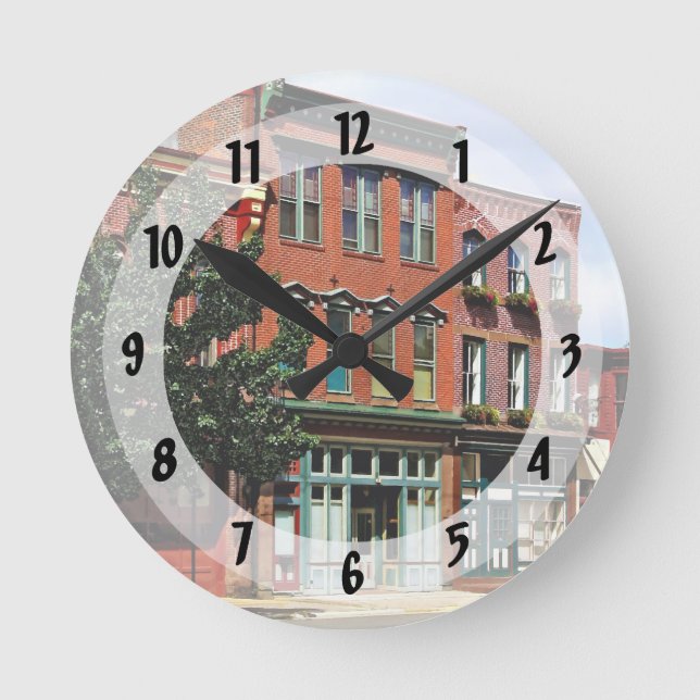 Burlington NJ - Street in Historic District Round Clock (Front)