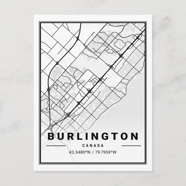 Burlington Ontario Canada Travel City Map Postcard (Front)