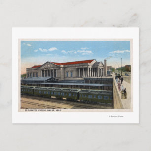 Burlington Railroad Station View Postcard
