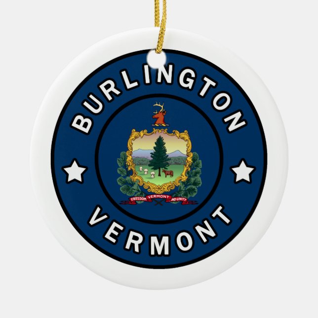 Burlington Vermont Ceramic Tree Decoration (Front)