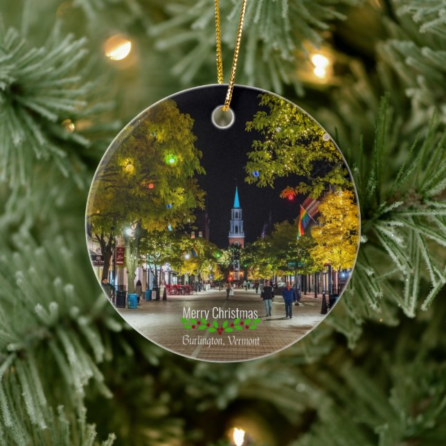 Burlington, Vermont Christmas Greetings. Ceramic Tree Decoration (Tree)