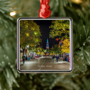 Burlington, Vermont cityscape Metal Tree Decoration