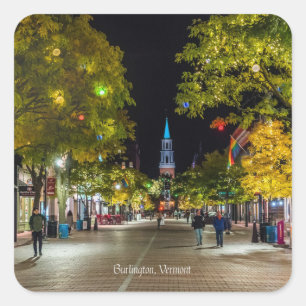 Burlington, Vermont cityscape photograph, Square Sticker