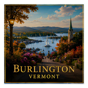 Burlington Vermont Lake Champlain & Green Mountain Poster