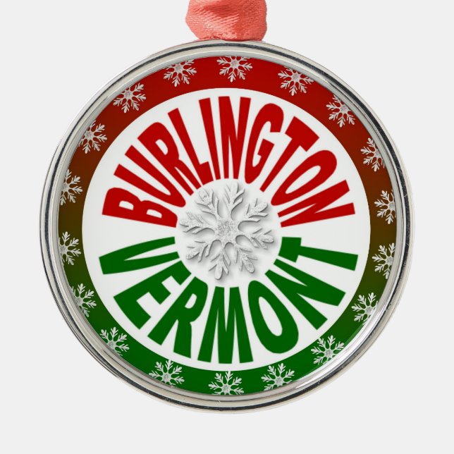Burlington Vermont red green snowflake ornament (Front)