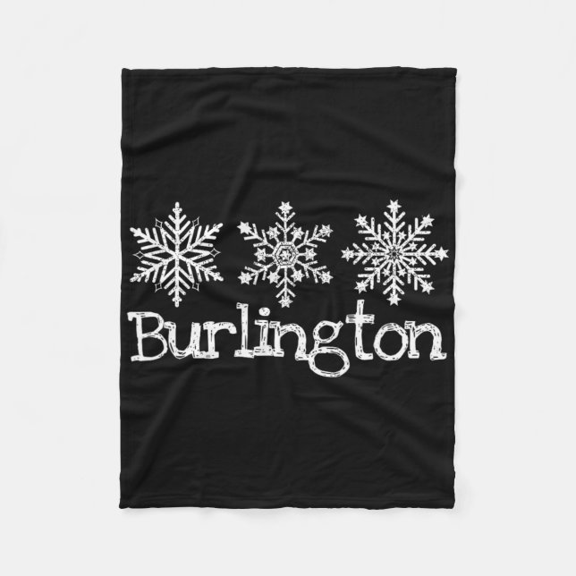 Burlington Vermont Snowflakes Ski Skier Skiing Rus Fleece Blanket (Front)