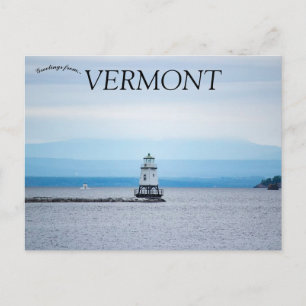 Burlinton Breakwater North Lighthouse Vermont Postcard