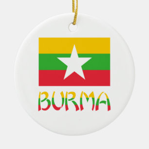 Burma and Myanmar Flag Ceramic Tree Decoration