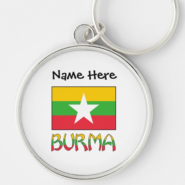 Burma and Myanmar Flag Personalized  Key Ring (Front)